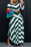 namcoverse Hit Color Chic Trumpet Sleeve Maxi Dress