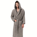 SIORO Men's Robes Big And Tall Terry Cloth Bathrobe Cotton Towel Hooded Full Length Housecoat Hot Tub Bath Spa Sleepwear M-2XL