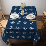 1pc Anchor Rudder Tablecloth - Durable Polyester, Waterproof, Wrinkle Resistant, Machine Washable, Scalloped Edge - Captivating Ocean Themed Decoration for Unforgettable Parties, Weddings, Picnics, Cafe Gatherings, and Family Reunions