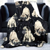 1pc Adorable Pug Dog Printed Soft Flannel Blanket - Warm, Cozy, Multi-Purpose Throw for Couch, Sofa, Office, Bed, Camping, Travel - Perfect Gift for All Seasons, Indoor, Outdoor Use