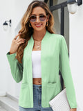 Elegant Solid Color Lapel Blazer for Women: Durable, Warm, Easy-Care with Pockets, Perfect for Fall/Winter