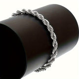 Unisex 925 Silver Plated Twisted Chain Set – Stylish Necklace & Bracelet Combo for Casual Elegance