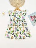 Girls Enchanting Animal Print Frill Sleeve A-line Dress - Lightweight Summer Fun for Holidays & Casual Wear - Perfect Gift Idea