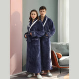 Ultra-Soft Flannel Bathrobe for Men & Women - Cozy, Long, Geometric Pattern with Pockets - Perfect for Home or Hotel Use