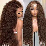 New Long Loose Deep Wave Human Hair Wigs for Black Women Ombre Brown /Blonde/Blue Colored Kinky Curly Synthetic Lace Front Wig Cosplay Party