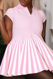 namcoverse Vertical Striped Cute A-Line Pleated Mini Dress