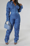 namcoverse Solid Color Unique Ruched Pant Suit