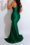 namcoverse Solid Color Stunning Off Shoulder High Split Maxi Dress