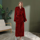 1pc Autumn And Winter Bathrobe, Soft And Skin-friendly Long Sleeve Bathrobe, Thickened Nightgown With Pocket, Warm Long Robe For Home, Bathroom Supplies