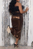 namcoverse Mesh Tiered Stunning Gilding High Split Midi Dress