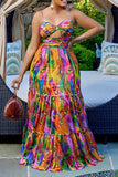 namcoverse Tie Dye Bohemia Ruffle Maxi Dress