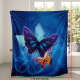 1pc Dreamy Softness Butterfly Floral Print Flannel Blanket - Ultra-Warm, Multi-Purpose, All-Season Throw for Couch, Sofa, Office, Bed, Camping, Travel - Perfect Gift for Family and Friends