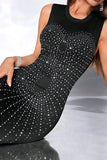 namcoverse Rhinestone Elegant Round Neck Mini Dress