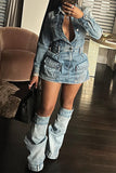 namcoverse Blue On-trend Multi Pocket Denim Mini Dress