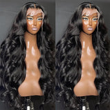 13X4 Lace Front Blue Highlight Black Wigs Transparent Lace Frontal Wig Brazilian Simulation Human Hair Body Wave Wig For Women