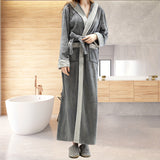 1pc Autumn And Winter Bathrobe, Soft And Skin-friendly Hooded Long Sleeve Bathrobe, Thickened Nightgown With Pocket, Warm Long Robe For Home, Bathroom Supplies