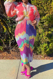 namcoverse Tie Dye Colorful Batwing Sleeve Midi Dress