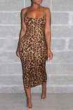 namcoverse Sling Leopard Print Slim Dress