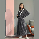 Ultra-Soft Flannel Bathrobe for Men & Women - Cozy, Long, Geometric Pattern with Pockets - Perfect for Home or Hotel Use