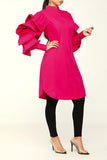 namcoverse Solid Color Sweet Ruffle Sleeve Mini Dress