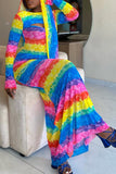 namcoverse Rainbow Tie Dye Rocking Cutout Maxi Dress