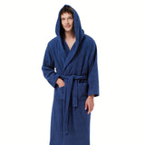 SIORO Men's Robes Big And Tall Terry Cloth Bathrobe Cotton Towel Hooded Full Length Housecoat Hot Tub Bath Spa Sleepwear M-2XL