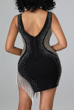 namcoverse Rhinestones Party Tassels Mini Dress