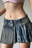 namcoverse Distressed Gradient Denim Girly Pleated Skirt