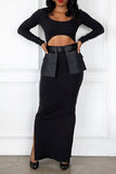 namcoverse Solid Color Cutout Unique Side Slit Maxi Dress (With Belt Bag)