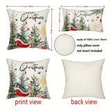 Rustic Christmas Tree Throw Pillow Cover - Merry Christmas Farmhouse Decor, Zip Closure, Hand Washable, Polyester - Perfect for Couch, Sofa, Living Room & Bedroom - 11.8"x19.7" or 17.7"x17.7" (Pillow Not Included)