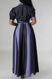 namcoverse Color Block Patchwork Classic Belted Maxi Dress