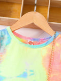 Toddler Girls Rainbow Tie Dye Slit Hem Tank Dress - Versatile for Party & Beach Vacations - Adorable Summer Clothes