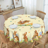 1pc Easter Tablecloth, Rabbit Eggs Spring Decoration, Edge Embossed Craft, Printed Tablecloth, Stain Resistant, Waterproof, No Pleated, Spring Table Decor, Table Cover For Holiday Home Kitchen, Restaurant Patio Indoor And Outdoor Use