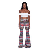 Effect Source Fashion Pattern Women's Printed Wear Bootcut Trousers Cross-Border  Wish Flared Pants