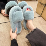 Fur Slippers Winter Platform Fluffy Slippers Furry Sabot Hairy Plush Women House Home Flat Cozy Fuzzy Indoor Shoes Casual 240830