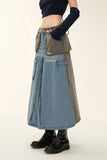 namcoverse Hit Color Stylish Multi Pocket Zipper Denim Skirt