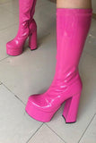 namcoverse Solid Color Whimsical Zipper Block Platform Boots