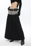 namcoverse Hit Color Denim Patchwork Modern Skirt