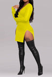 namcoverse Solid Color High Split Party Bodycon Mini Dress