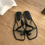 Roman style toe flip flops for women's outerwear  summer new one foot casual beach vacation sandals 01