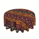 1 Pc 60 Inch Reusable Washable Tribal African Mud Cloth Polyester Tablecloth for Outdoor Picnic, Kitchen, and Holiday Dinner Party