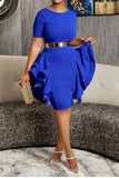 namcoverse Solid Color Elegant Side Ruffle Midi Dress