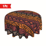 1 Pc 60 Inch Reusable Washable Tribal African Mud Cloth Polyester Tablecloth for Outdoor Picnic, Kitchen, and Holiday Dinner Party