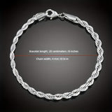 Unisex 925 Silver Plated Twisted Chain Set – Stylish Necklace & Bracelet Combo for Casual Elegance