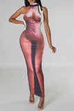 namcoverse Artistic Body Print Striking Bodycon Midi Dress