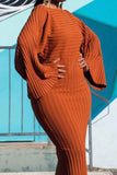 namcoverse Solid Color Ribbed Chic Batwing Sleeve Maxi Dress