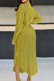 namcoverse Striped Classic Single Breasted Midi Dress