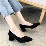 Stylish Chunky Heel Pumps - Pointed Toe Non Slip High Heels for Women - Comfortable and Chic Shoes for Any Occasion