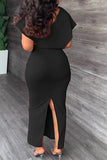 namcoverse Solid Color Feminine High Split Midi Dress