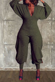 namcoverse Solid Color V Neck On-trend Jumpsuit